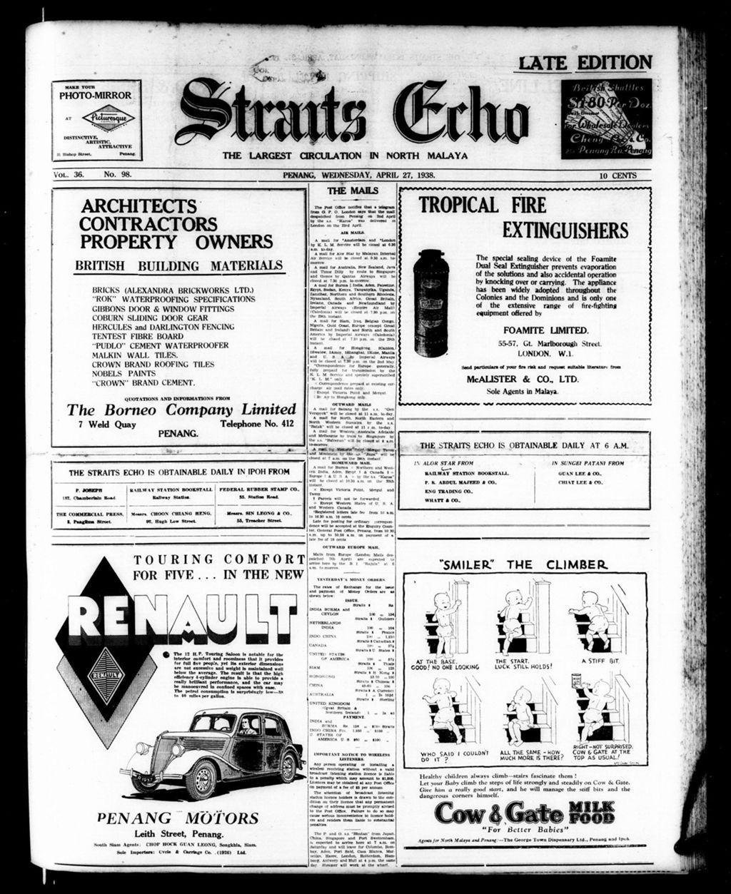 Miniature of Straits Echo 27 April 1938