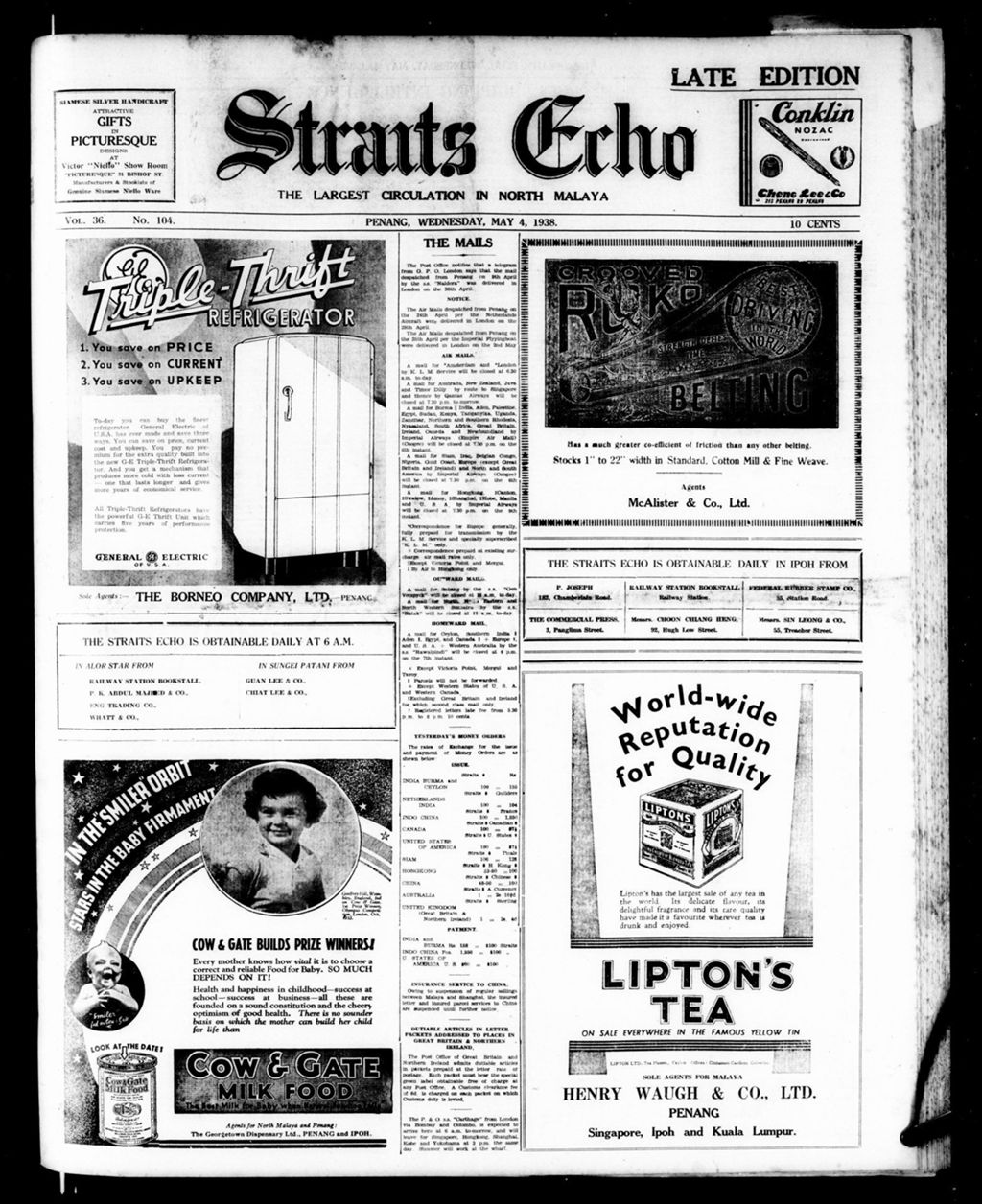 Miniature of Straits Echo 04 May 1938