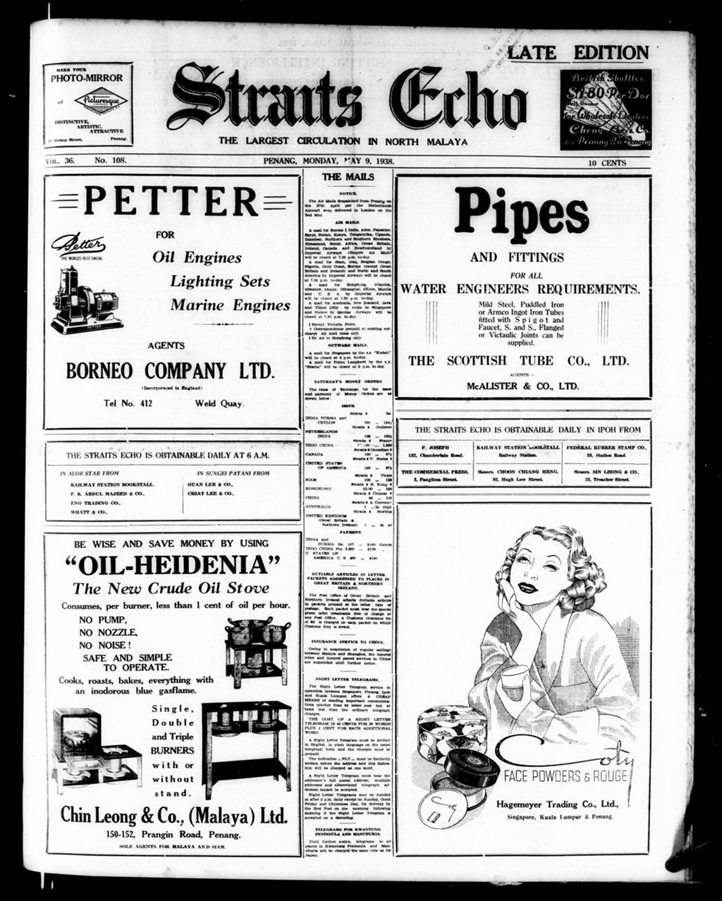 Miniature of Straits Echo 09 May 1938