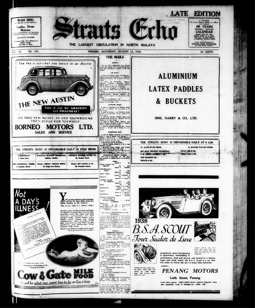 Miniature of Straits Echo 13 August 1938