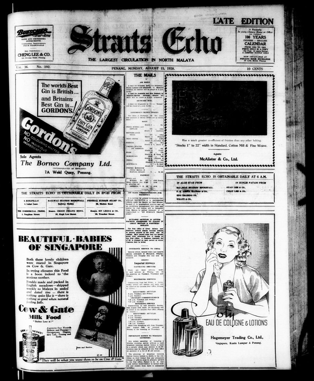 Miniature of Straits Echo 15 August 1938