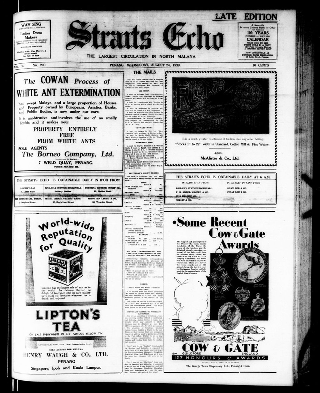 Miniature of Straits Echo 24 August 1938