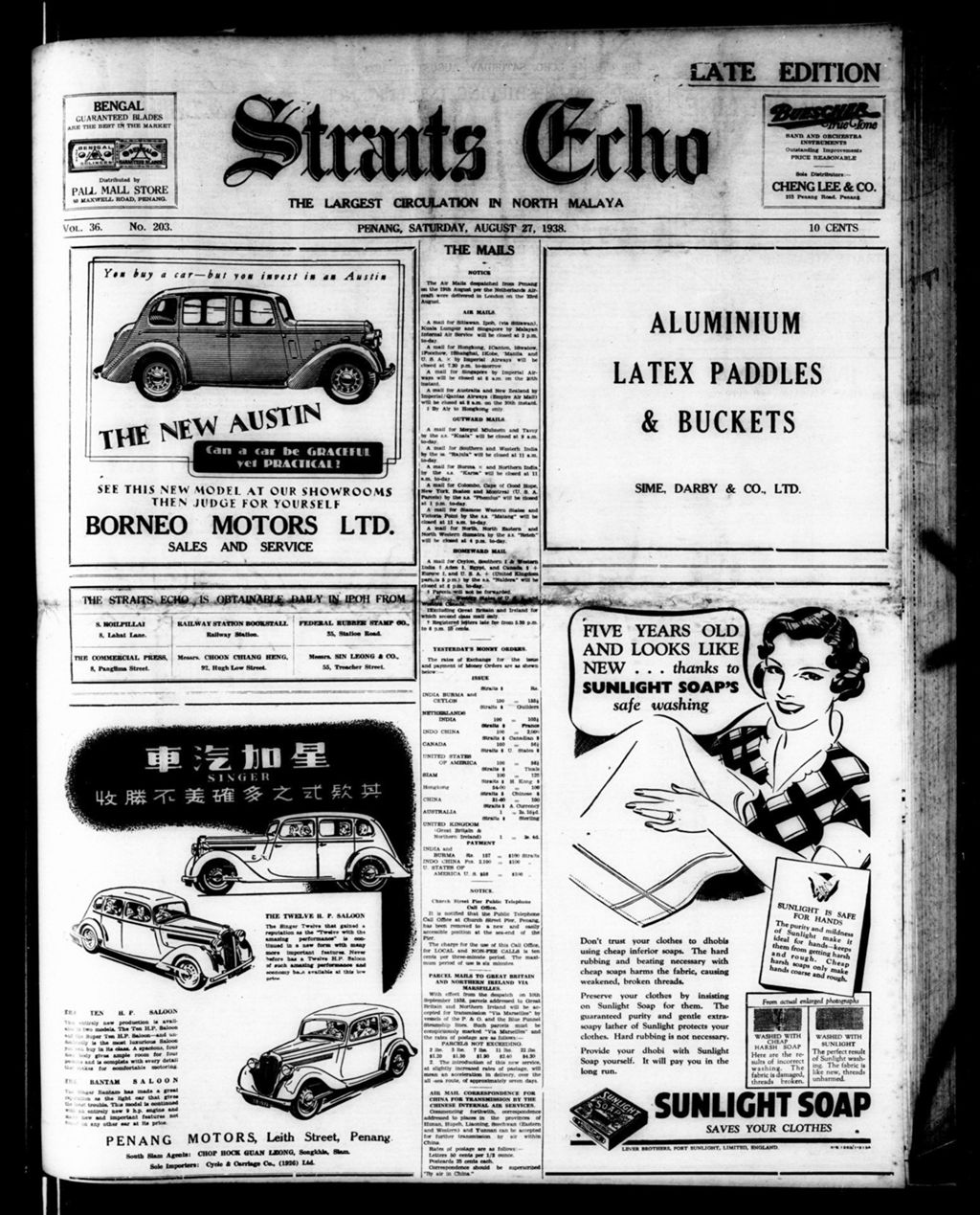 Miniature of Straits Echo 27 August 1938