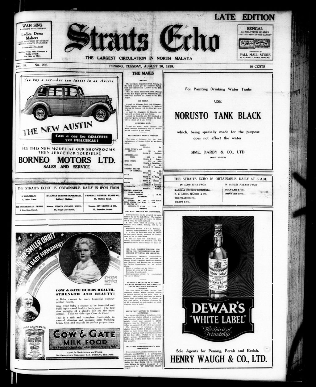 Miniature of Straits Echo 30 August 1938