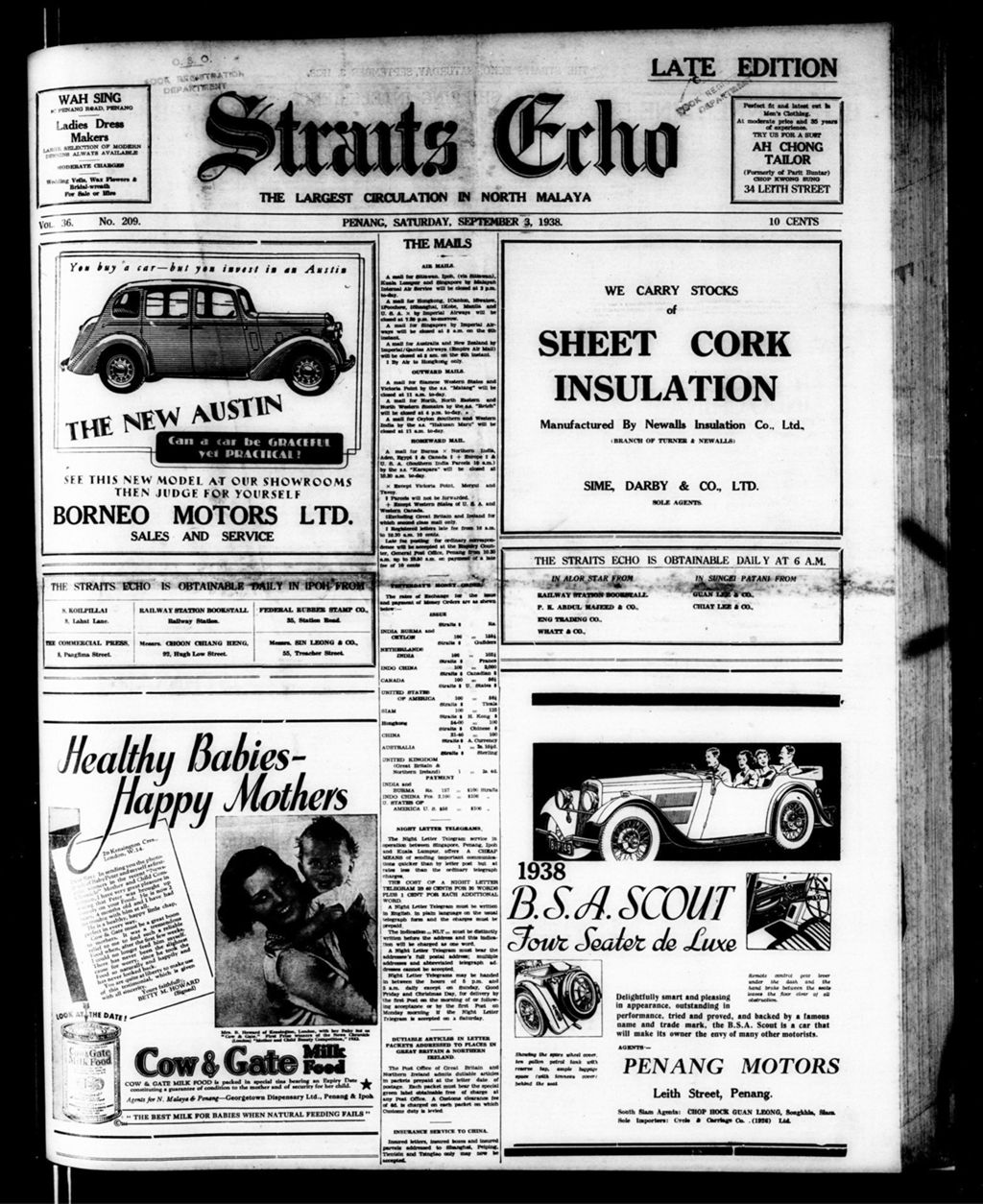 Miniature of Straits Echo 03 September 1938