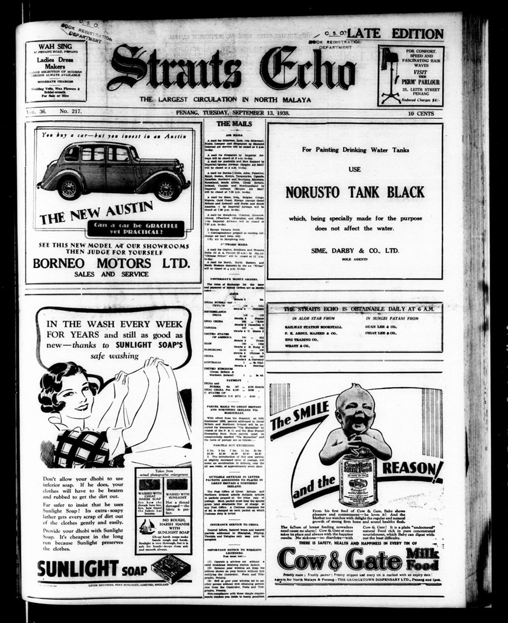 Miniature of Straits Echo 13 September 1938