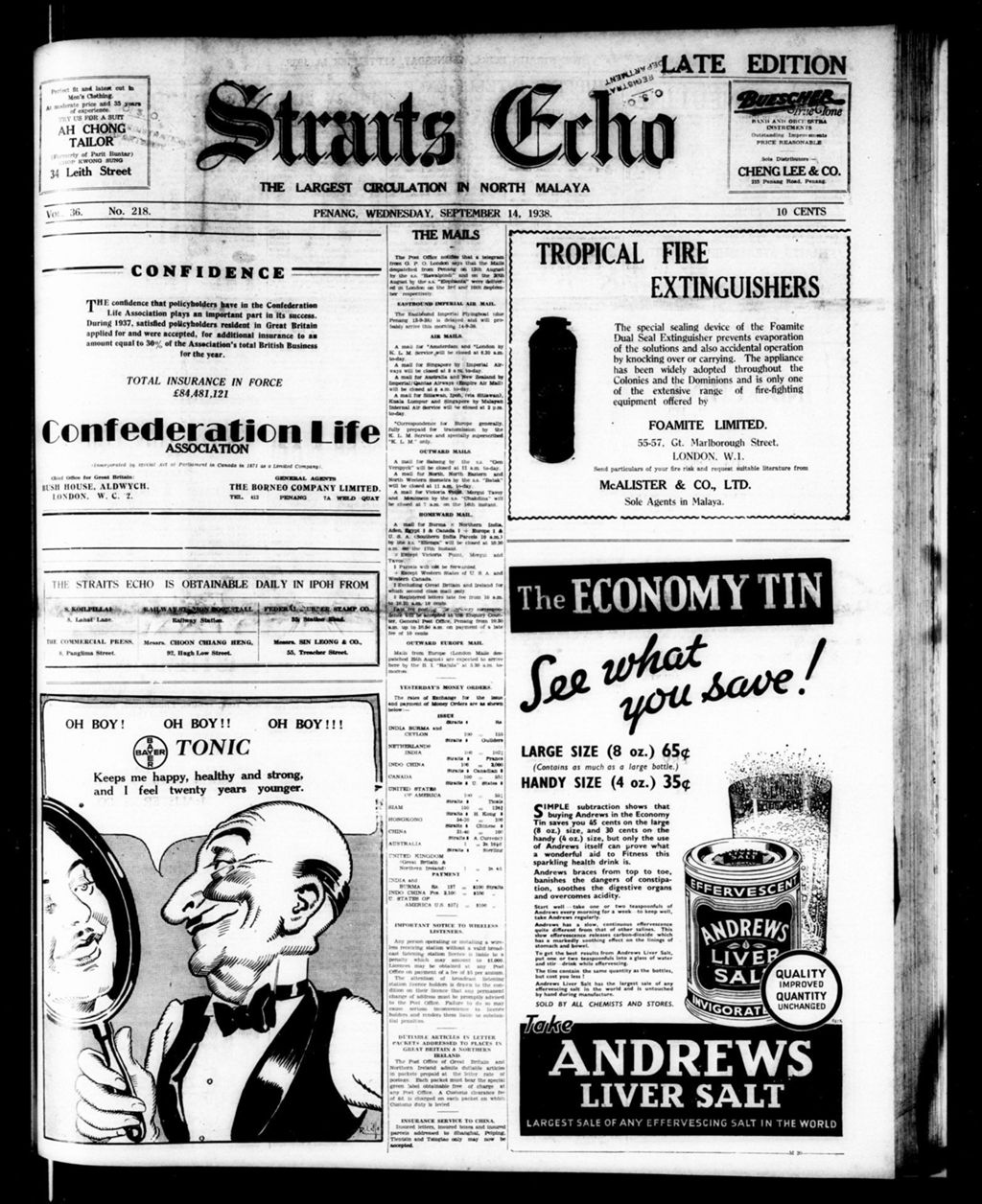 Miniature of Straits Echo 14 September 1938