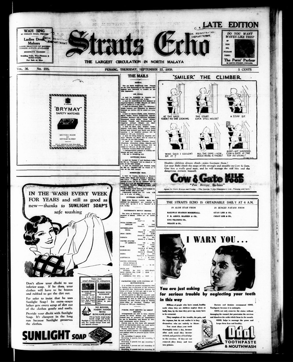 Miniature of Straits Echo 22 September 1938