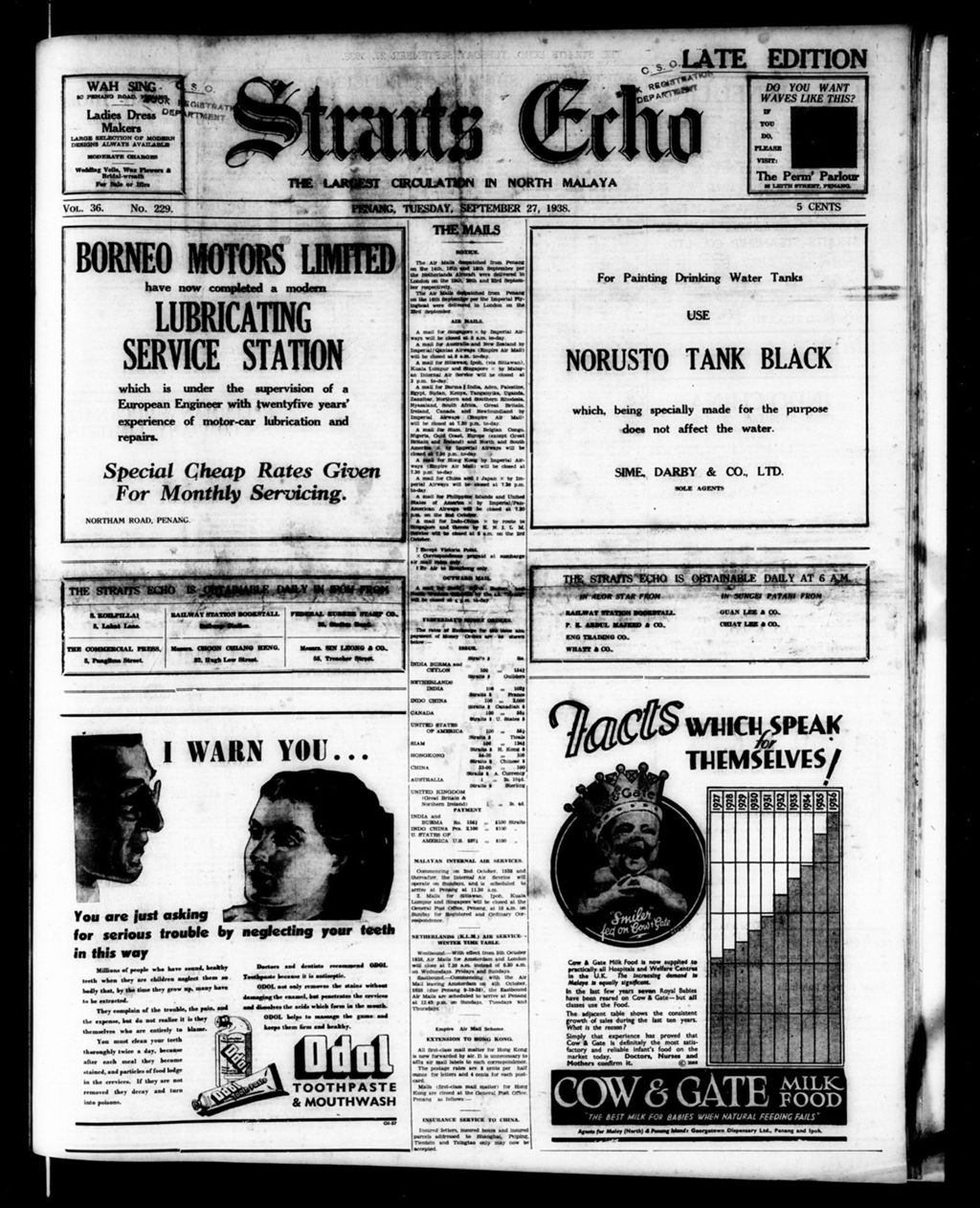 Miniature of Straits Echo 27 September 1938