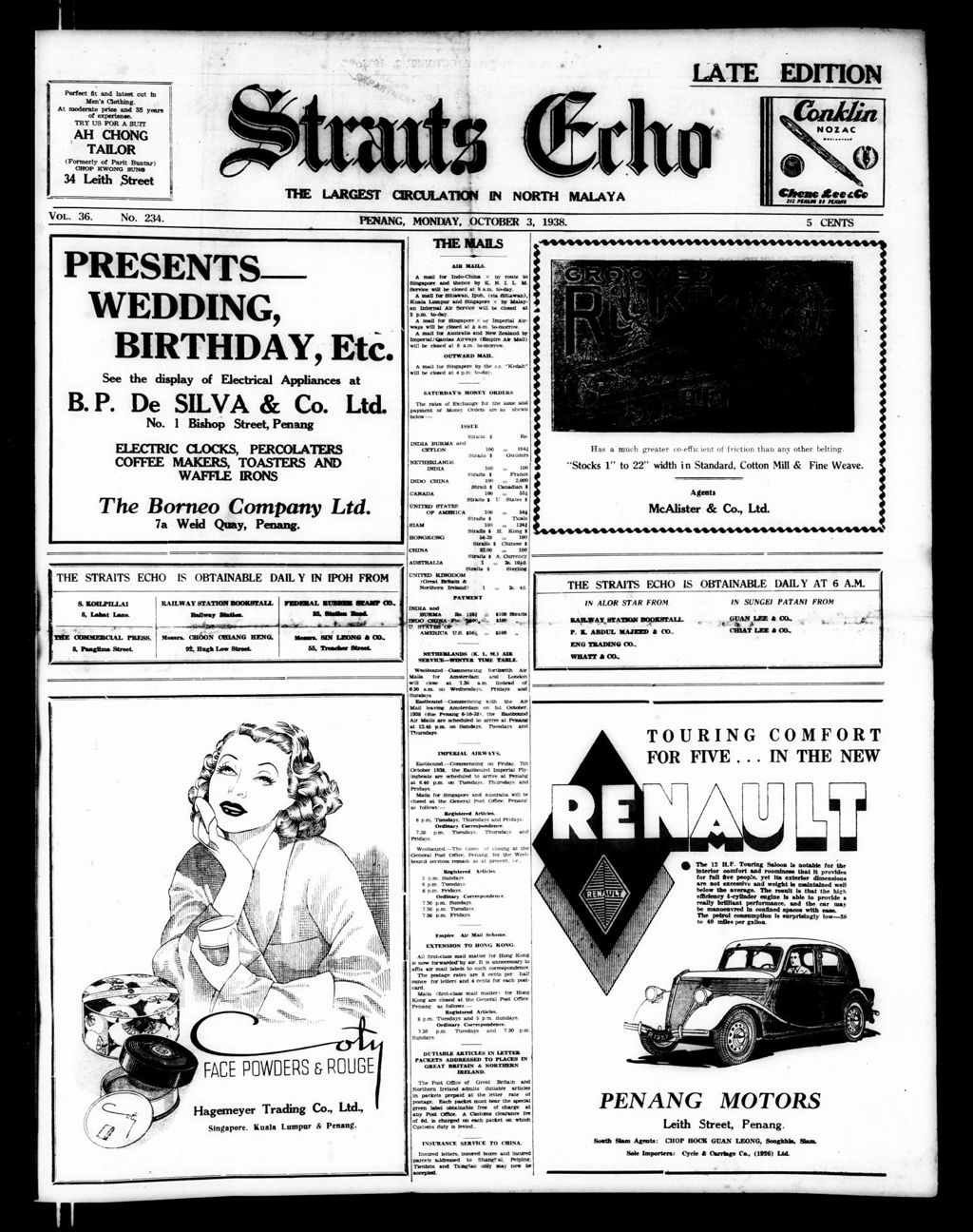 Miniature of Straits Echo 03 October 1938