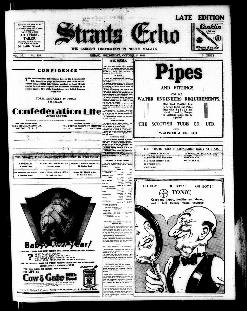 Miniature of Straits Echo 05 October 1938