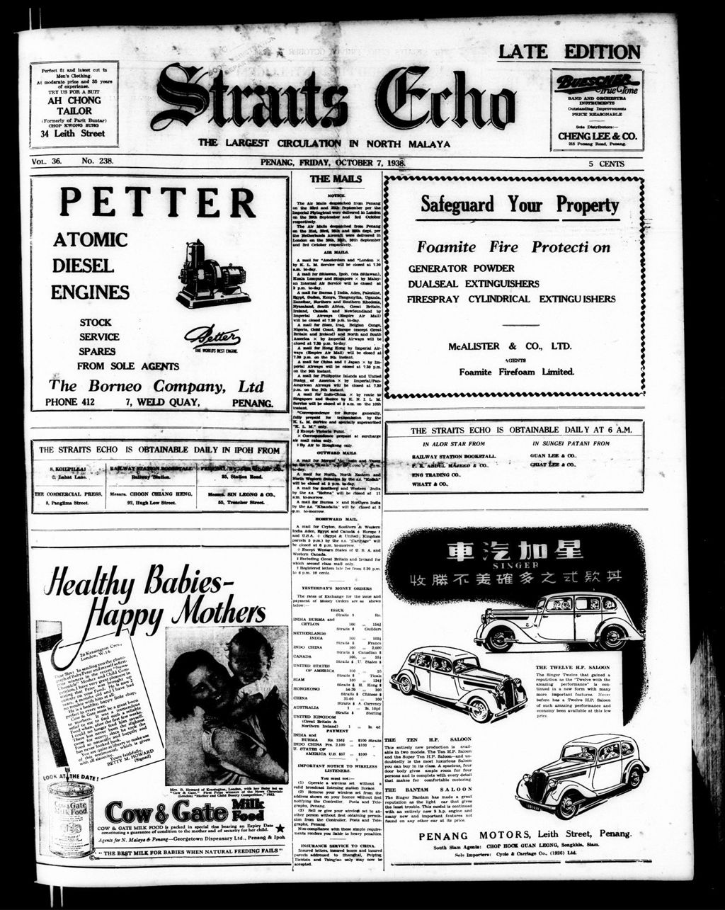 Miniature of Straits Echo 07 October 1938