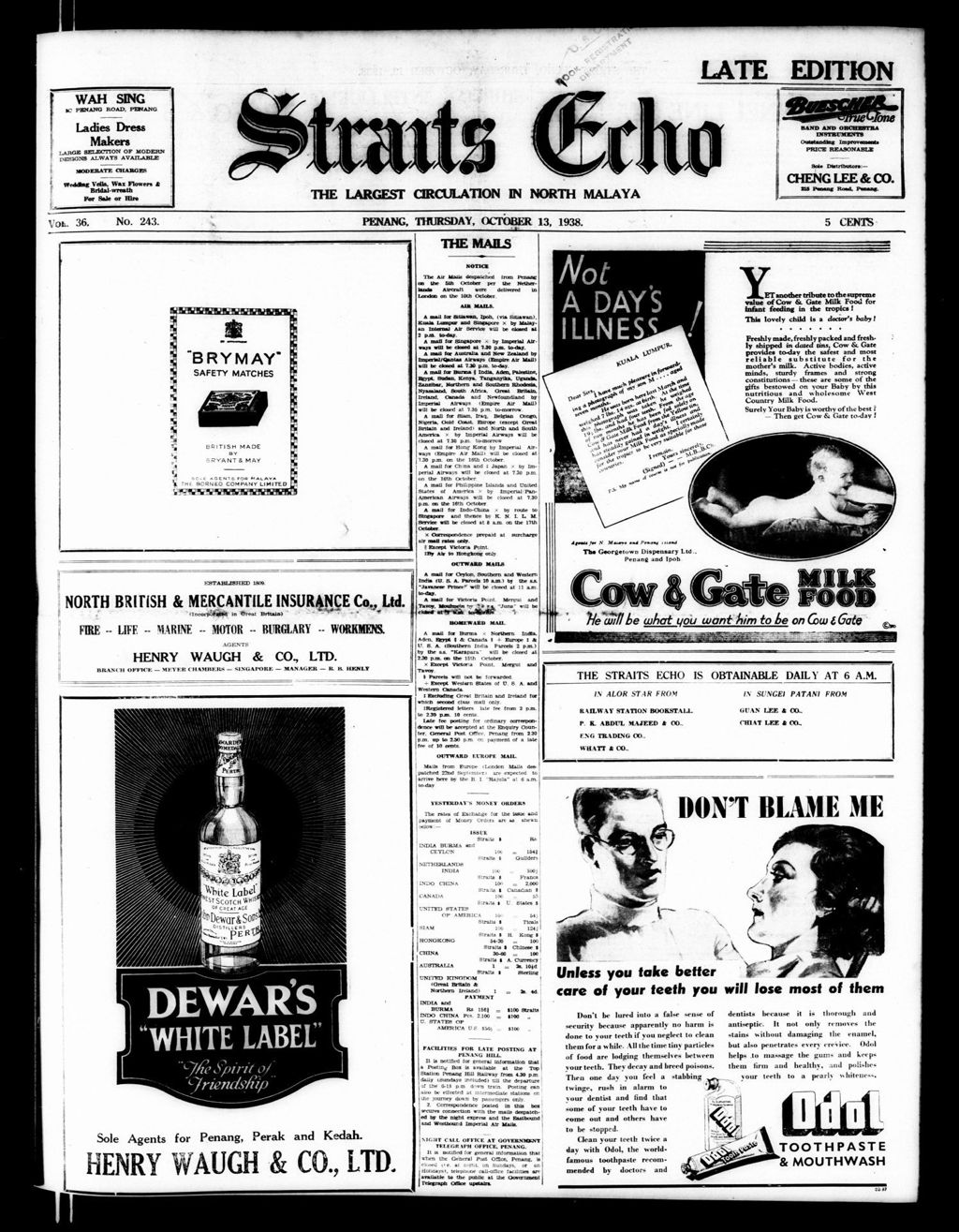 Miniature of Straits Echo 13 October 1938