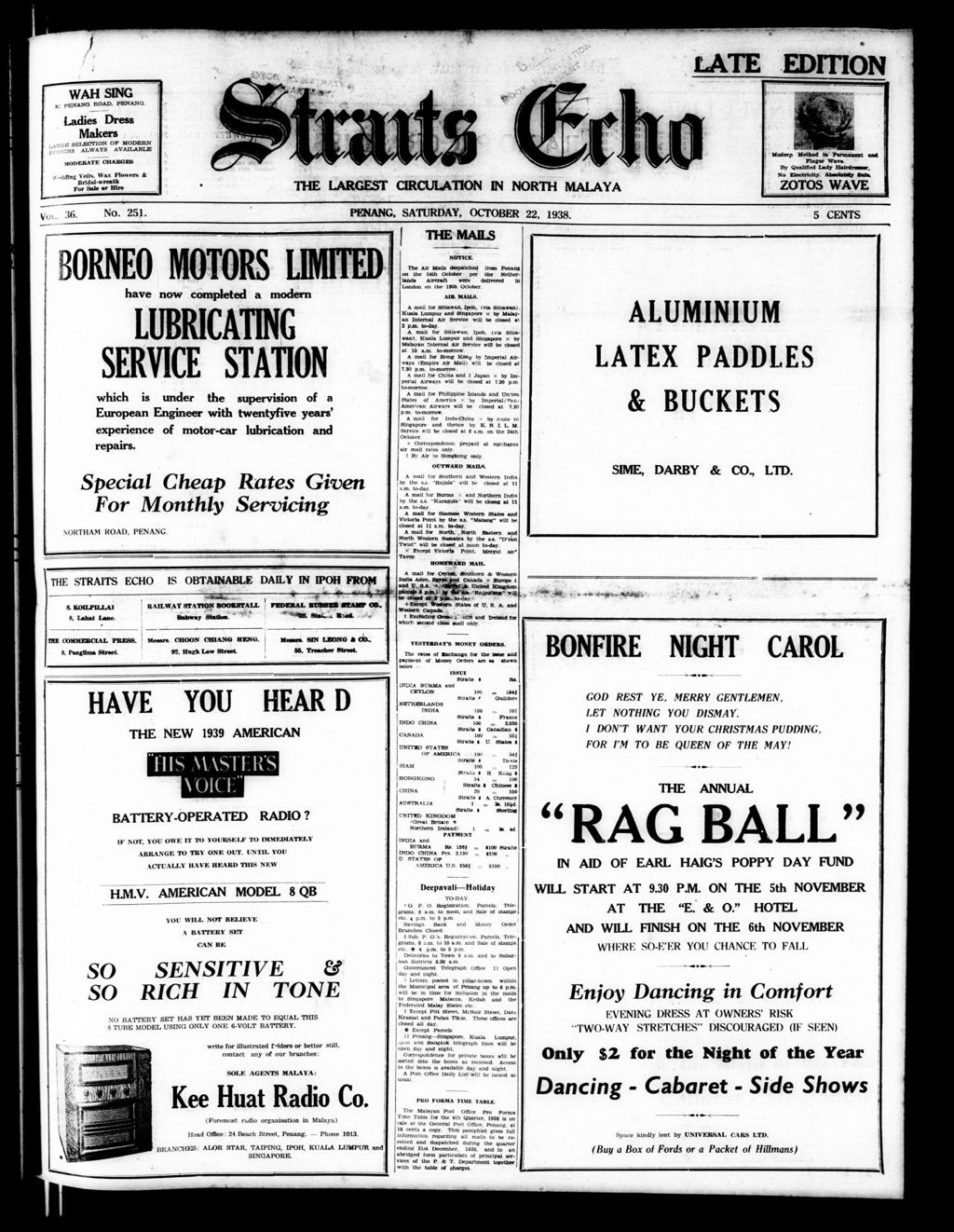 Miniature of Straits Echo 22 October 1938