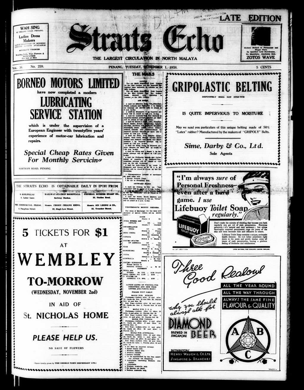 Miniature of Straits Echo 01 November 1938