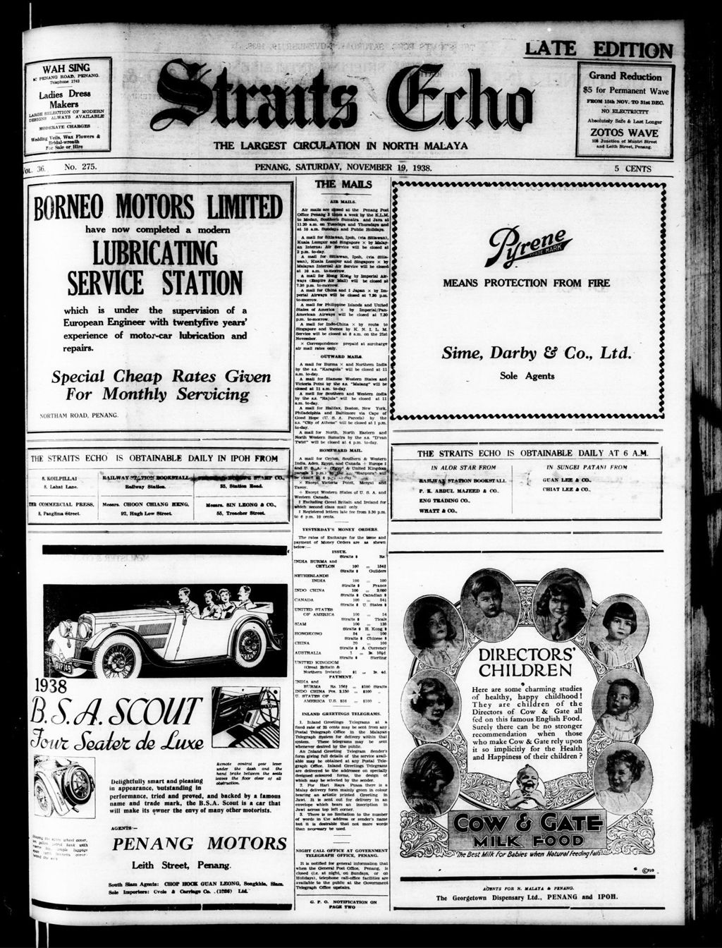 Miniature of Straits Echo 19 November 1938