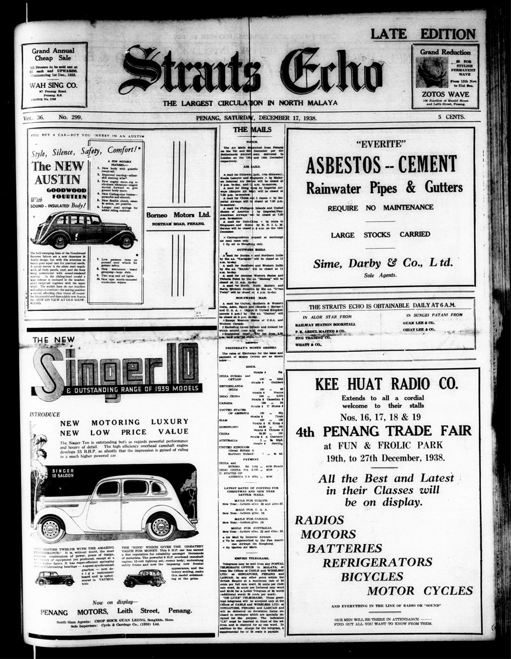 Miniature of Straits Echo 17 December 1938