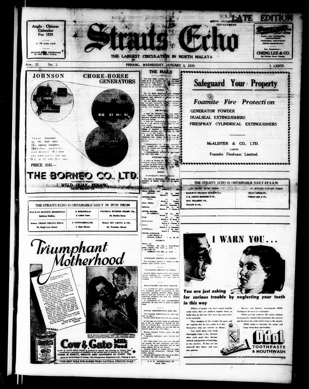 Miniature of Straits Echo 04 January 1939