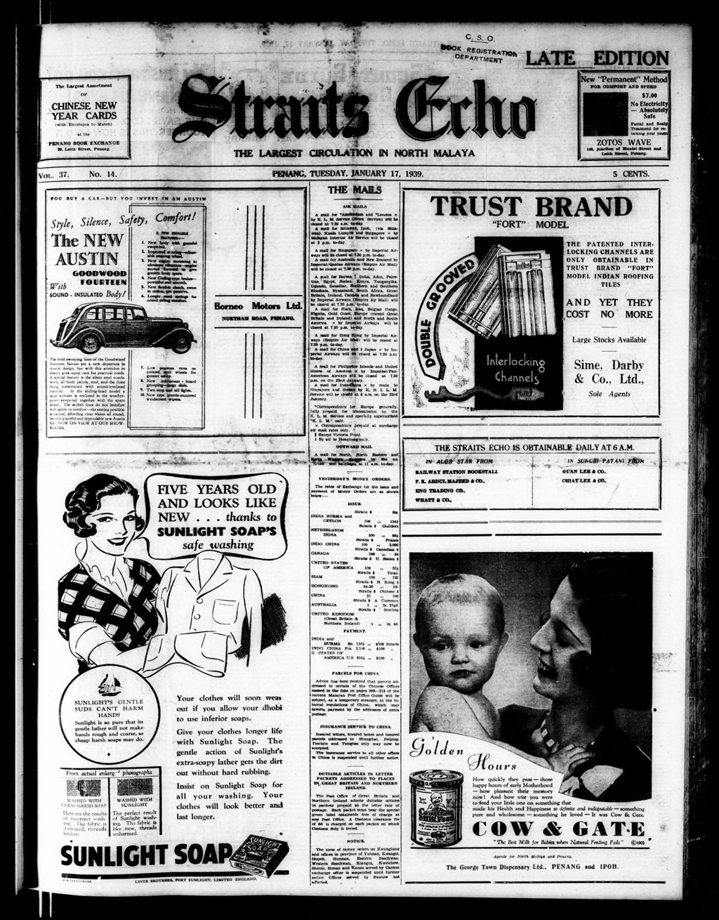 Miniature of Straits Echo 17 January 1939