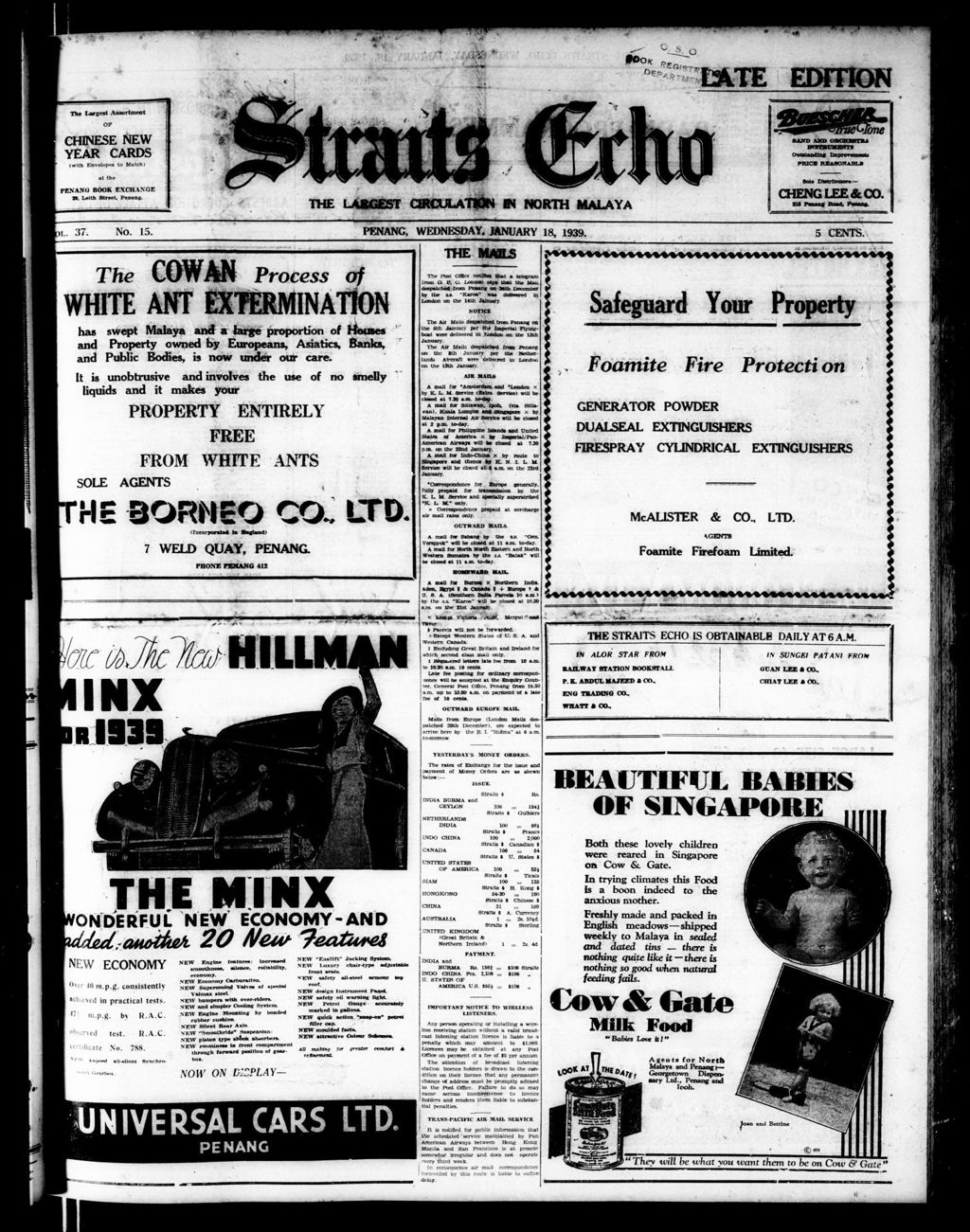 Miniature of Straits Echo 18 January 1939