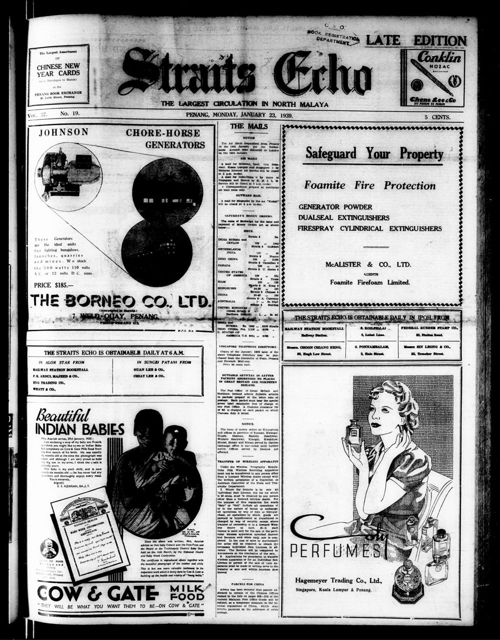 Miniature of Straits Echo 23 January 1939