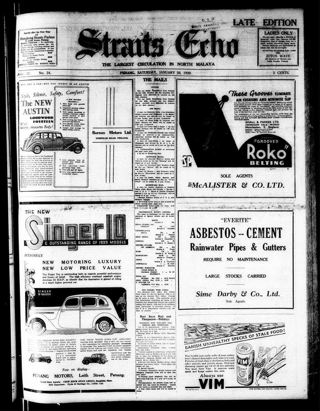 Miniature of Straits Echo 28 January 1939