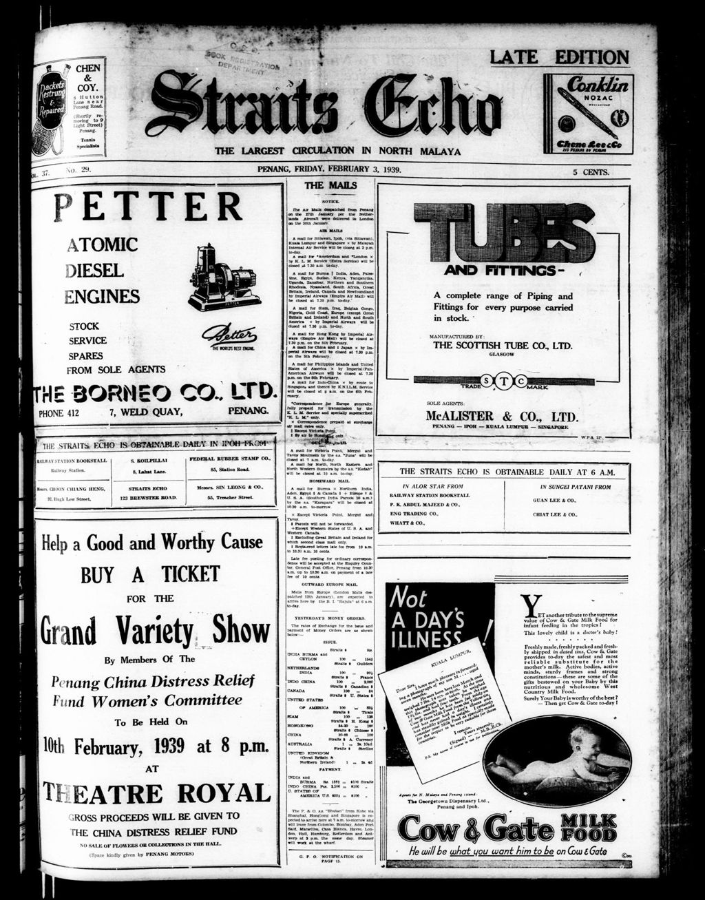 Miniature of Straits Echo 03 February 1939