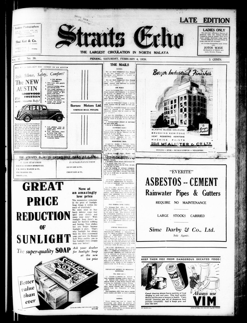 Miniature of Straits Echo 04 February 1939