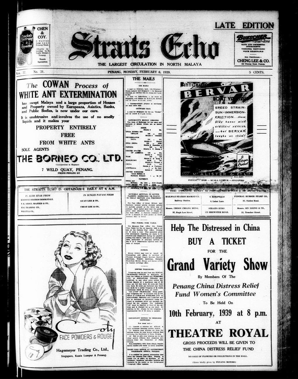 Miniature of Straits Echo 06 February 1939