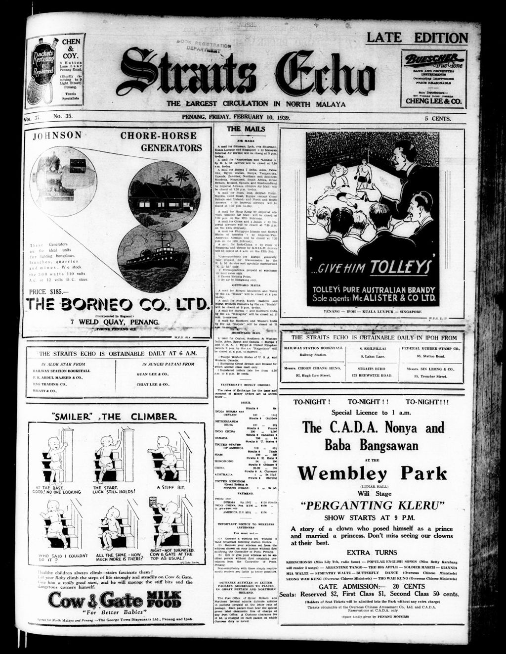 Miniature of Straits Echo 10 February 1939