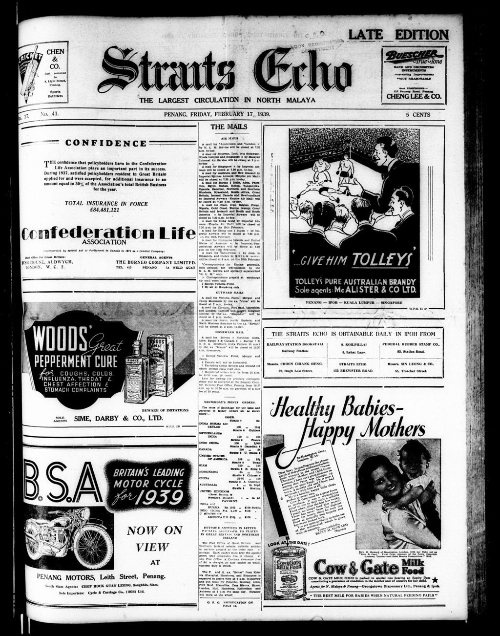 Miniature of Straits Echo 17 February 1939