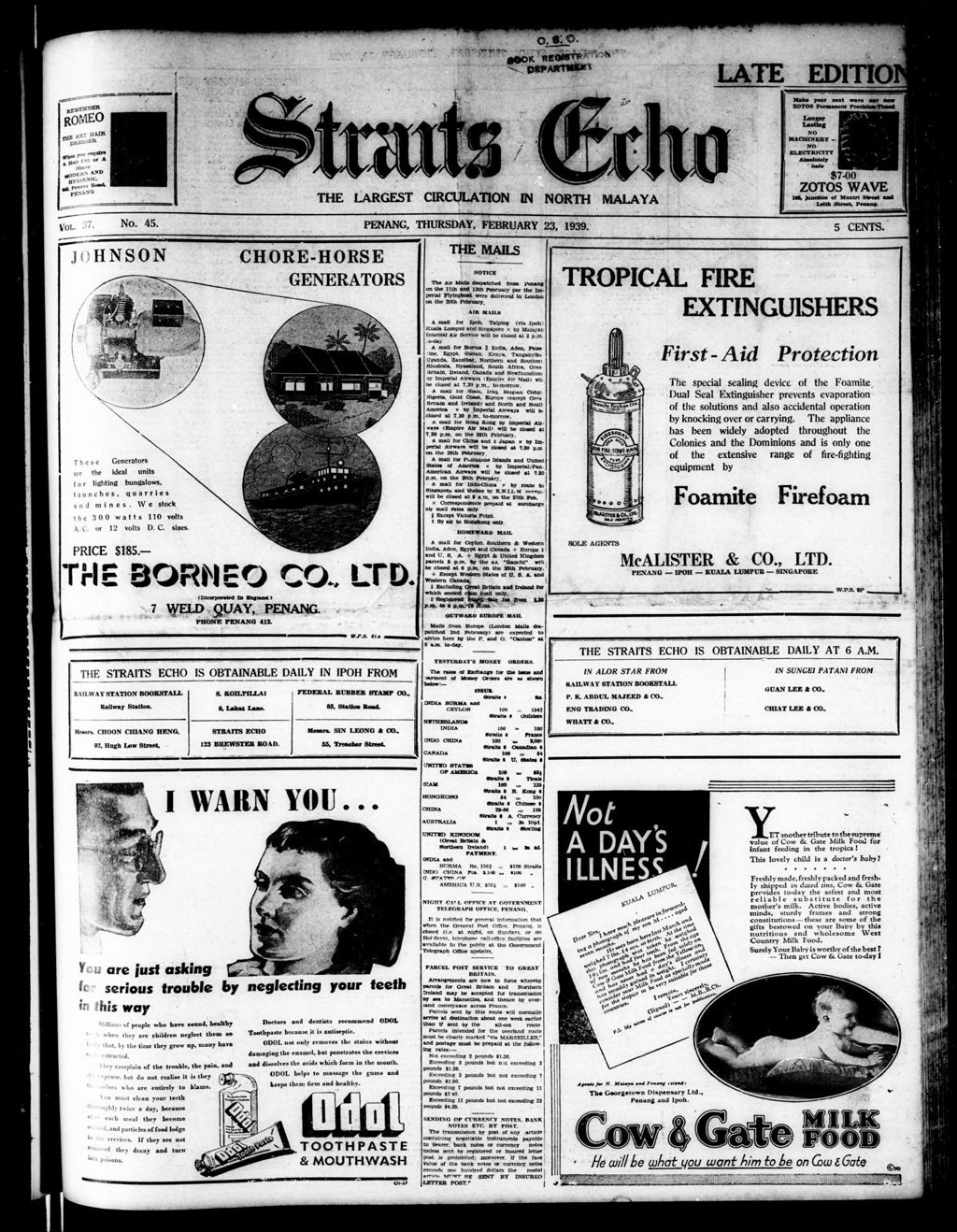 Miniature of Straits Echo 23 February 1939