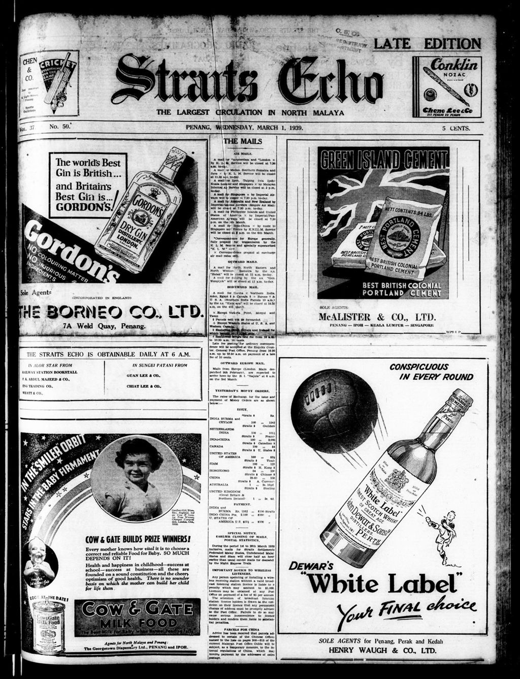 Miniature of Straits Echo 01 March 1939