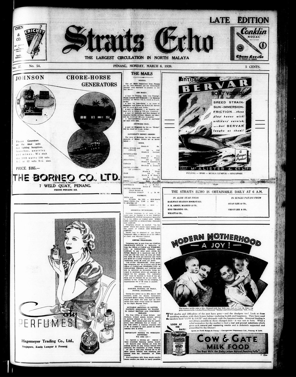 Miniature of Straits Echo 06 March 1939