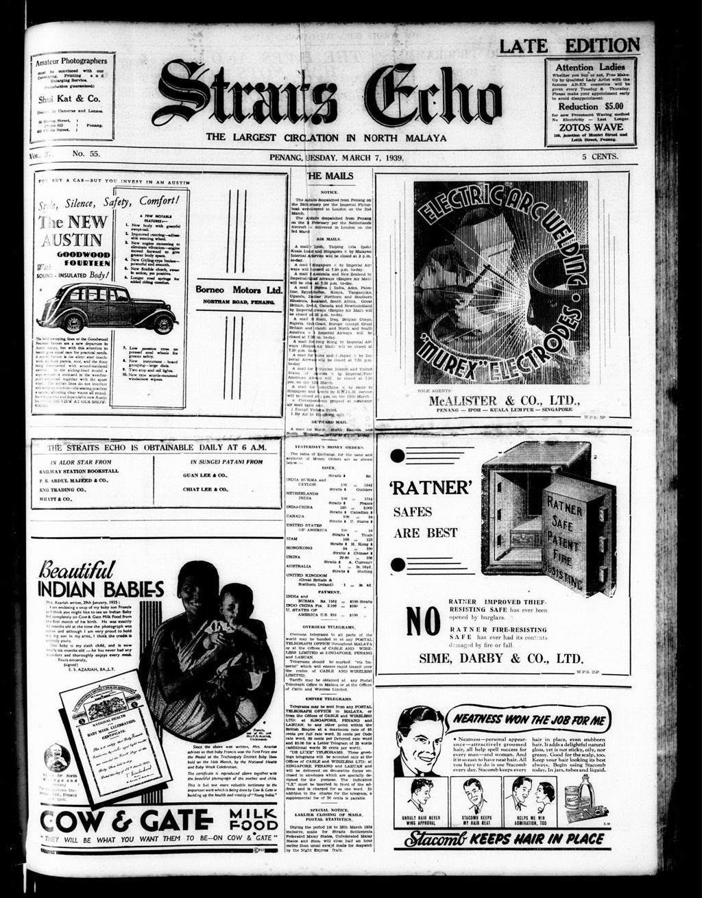 Miniature of Straits Echo 07 March 1939