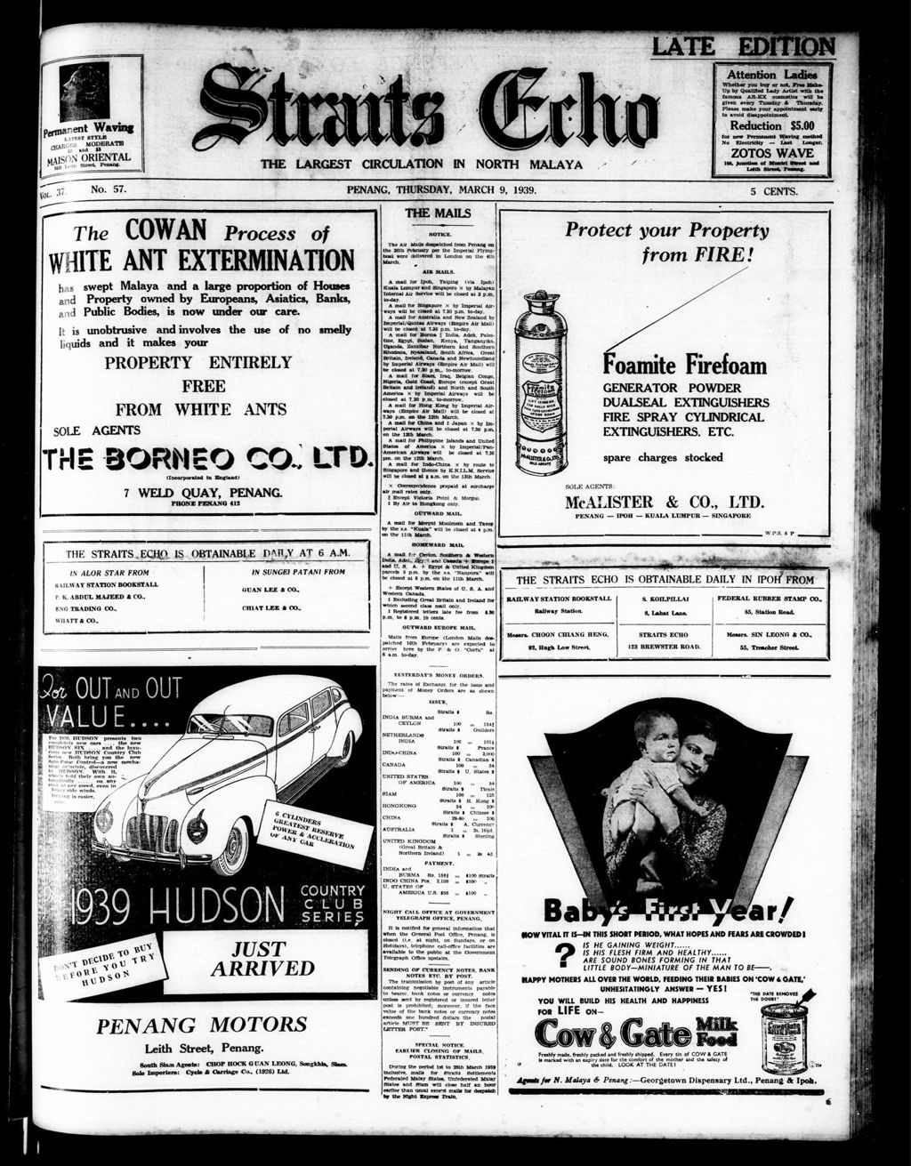 Miniature of Straits Echo 09 March 1939