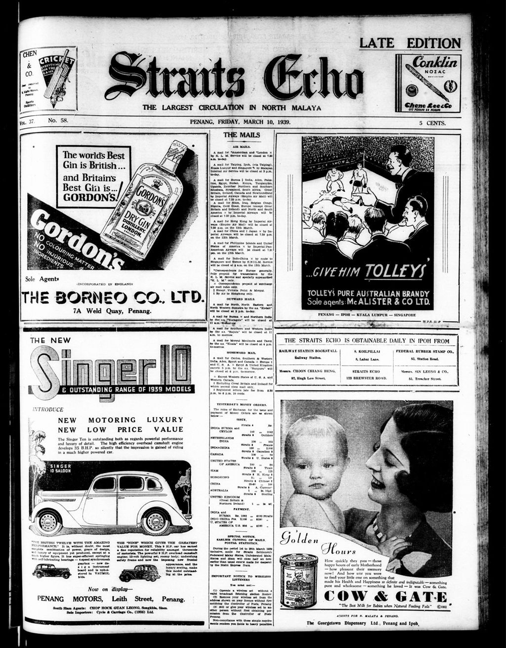 Miniature of Straits Echo 10 March 1939