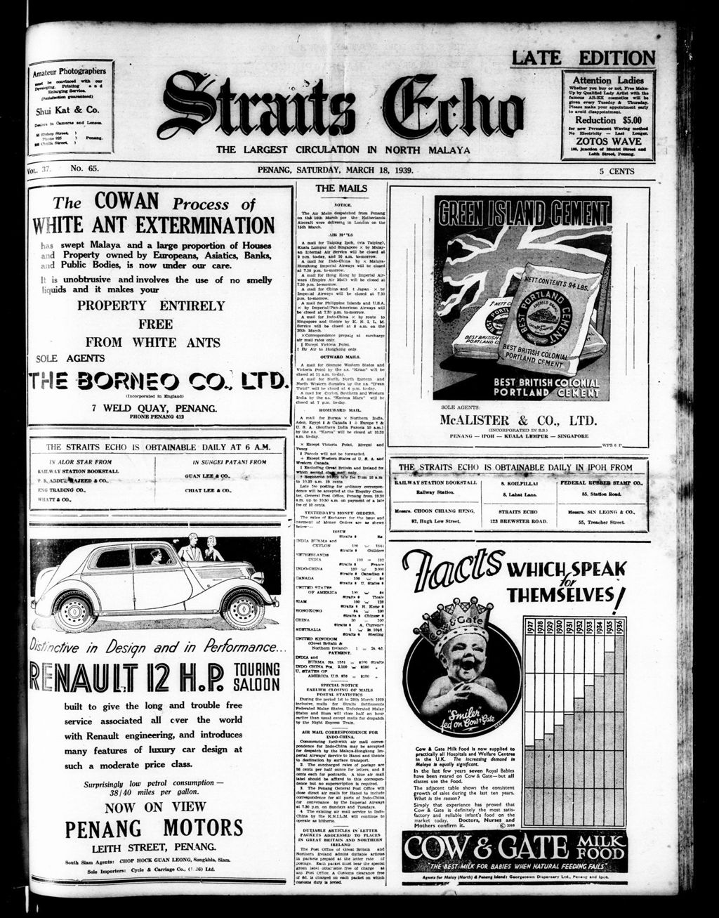 Miniature of Straits Echo 18 March 1939