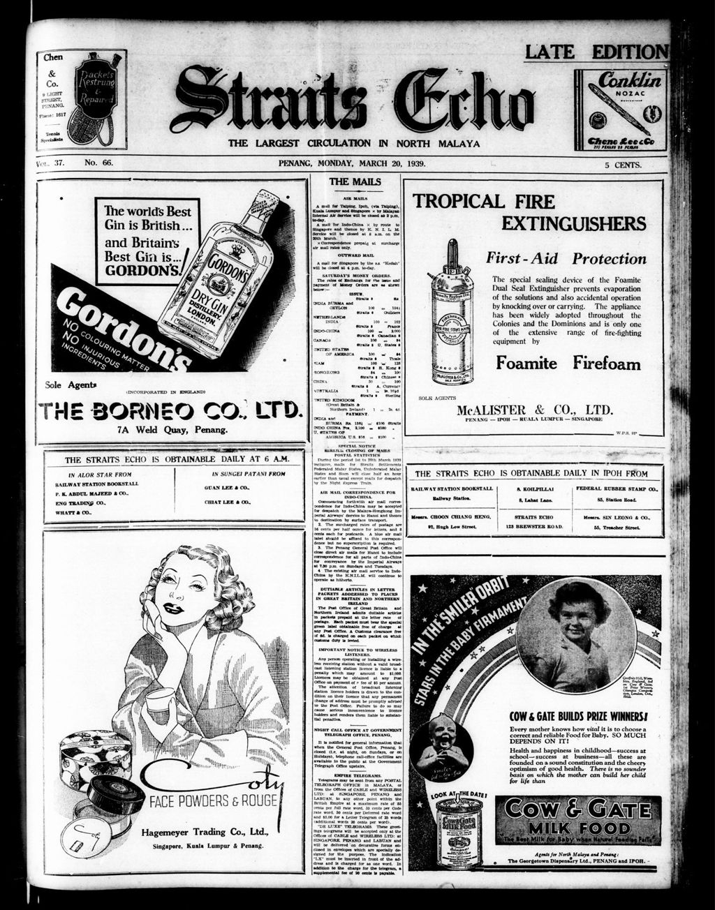 Miniature of Straits Echo 20 March 1939