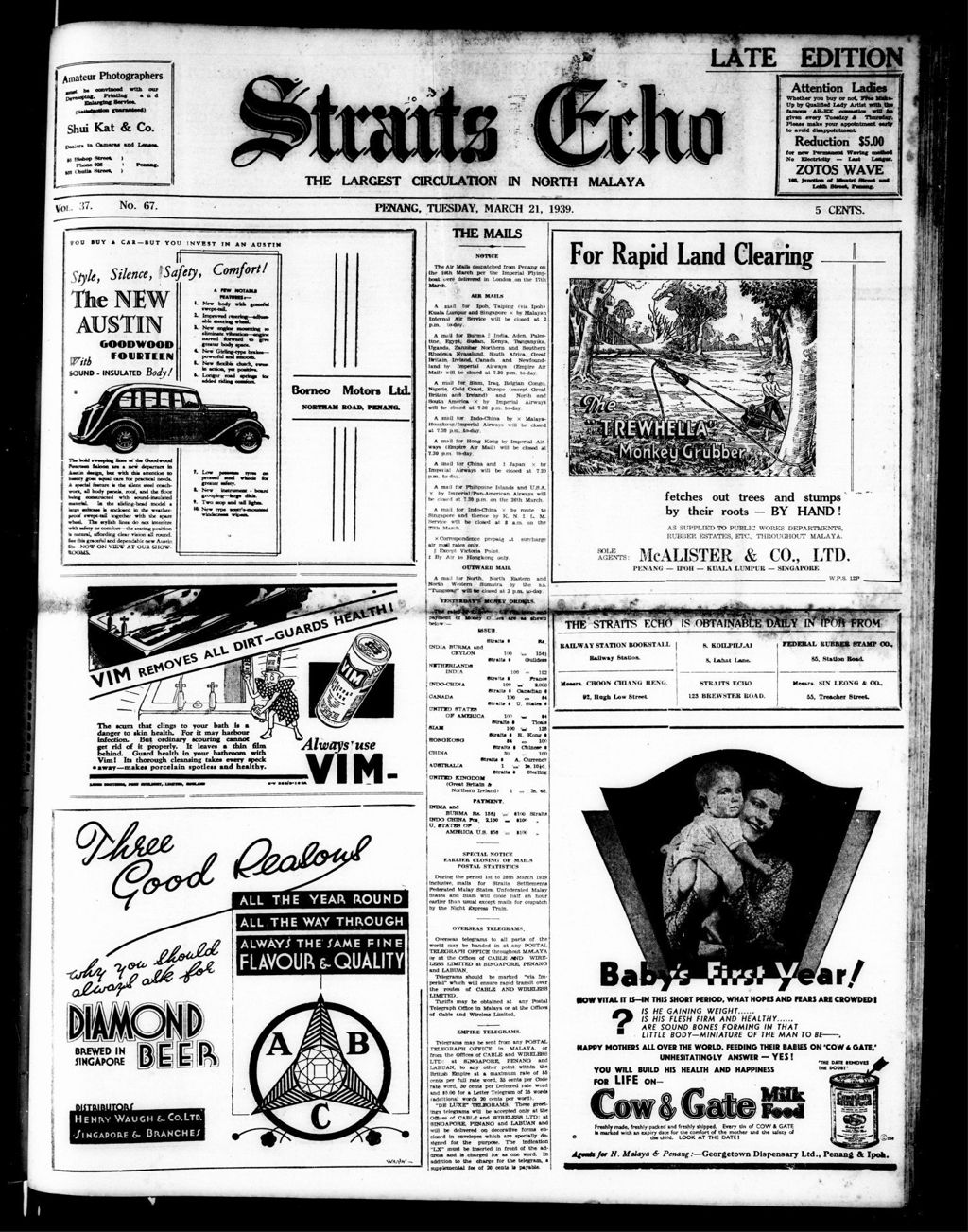 Miniature of Straits Echo 21 March 1939