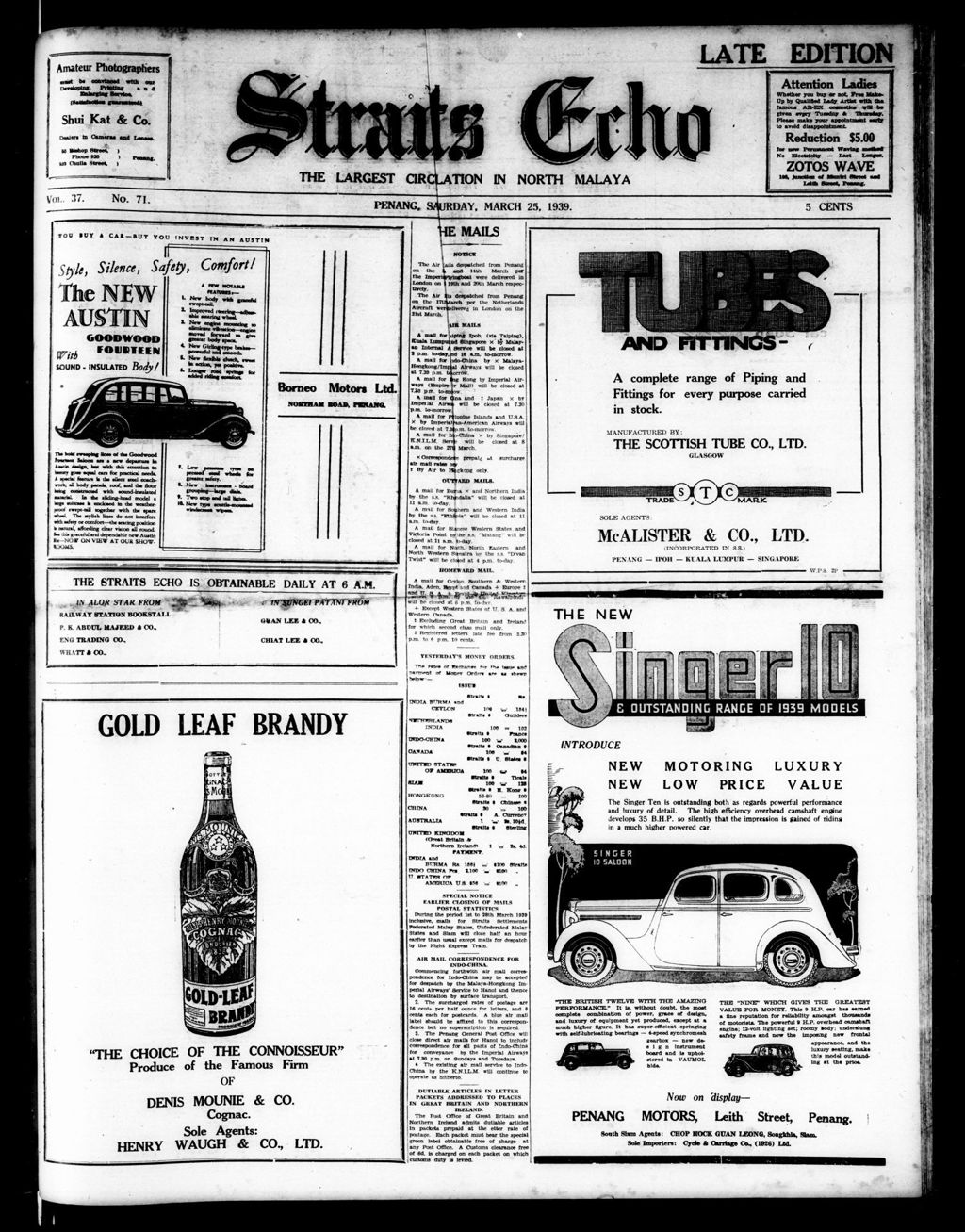 Miniature of Straits Echo 25 March 1939