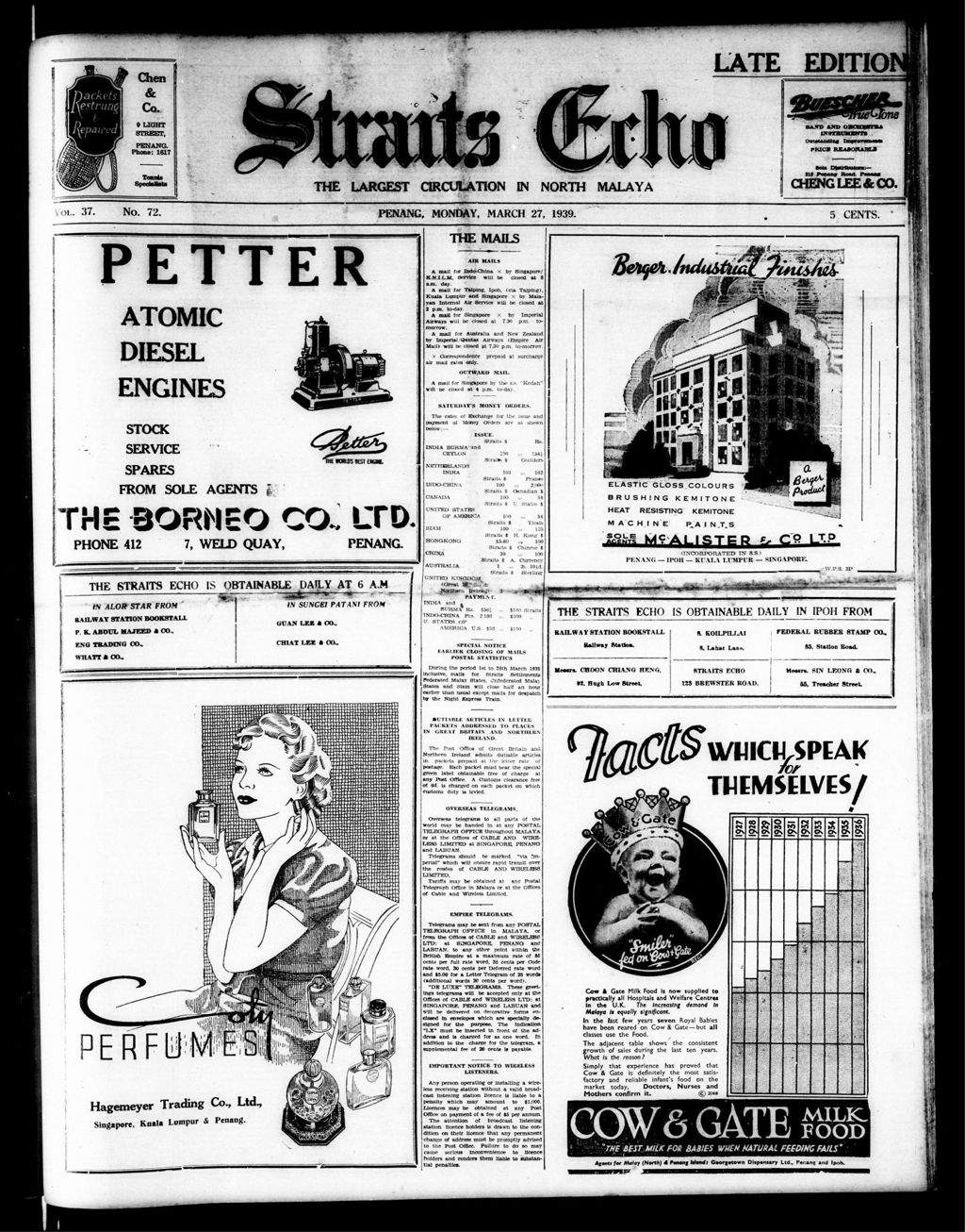 Miniature of Straits Echo 27 March 1939