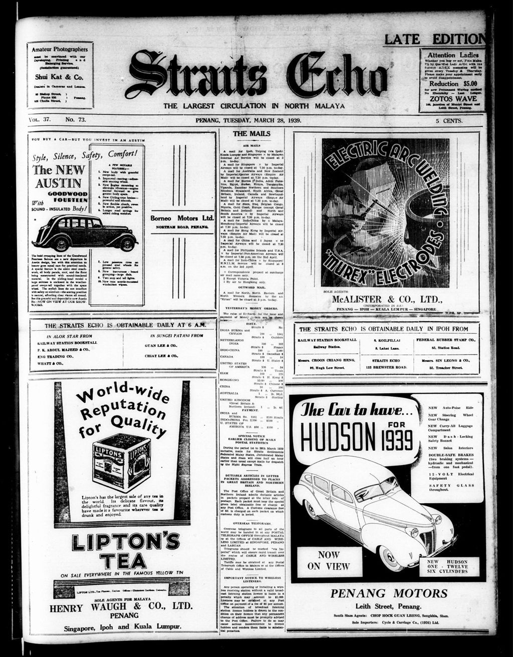 Miniature of Straits Echo 28 March 1939