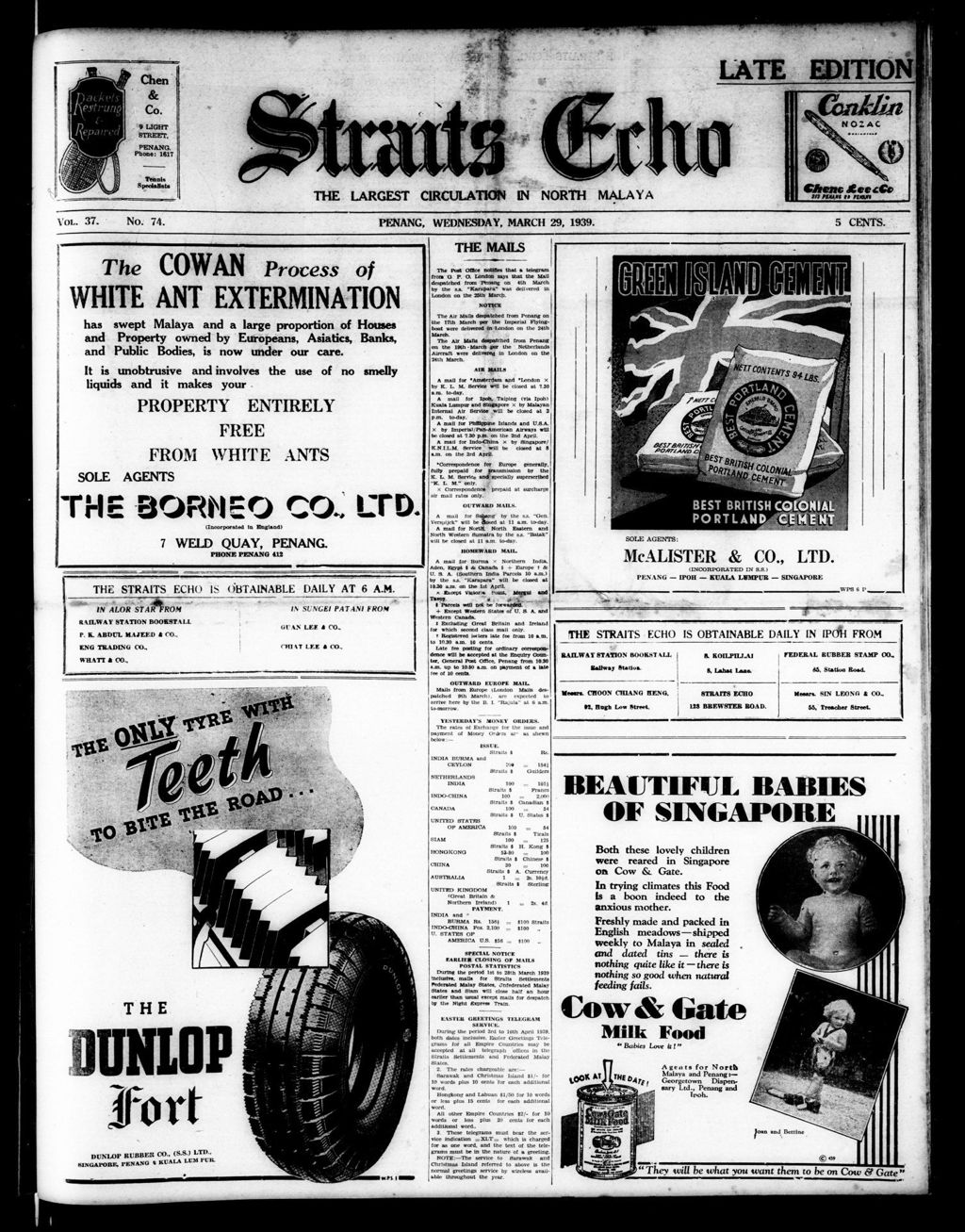 Miniature of Straits Echo 29 March 1939