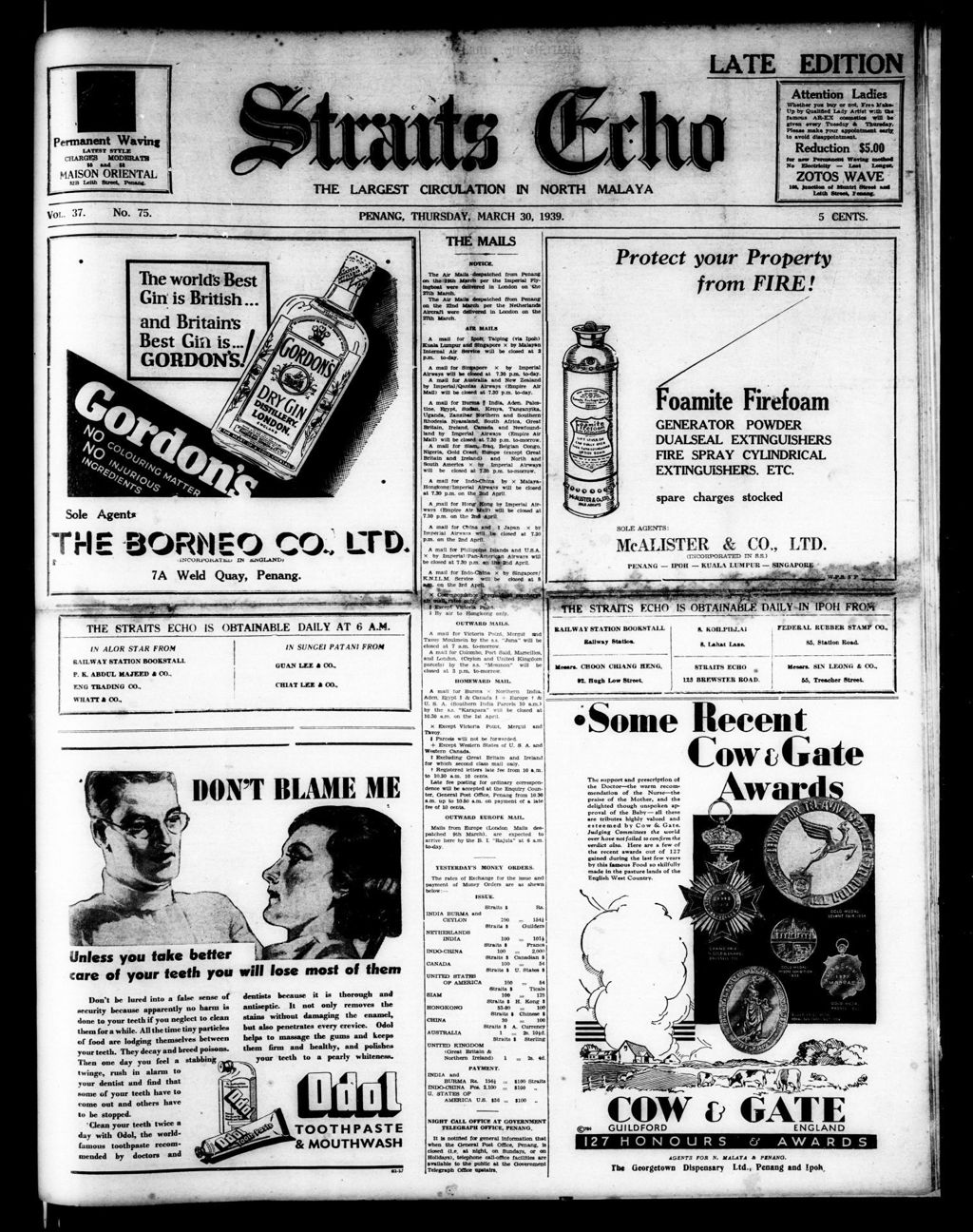 Miniature of Straits Echo 30 March 1939