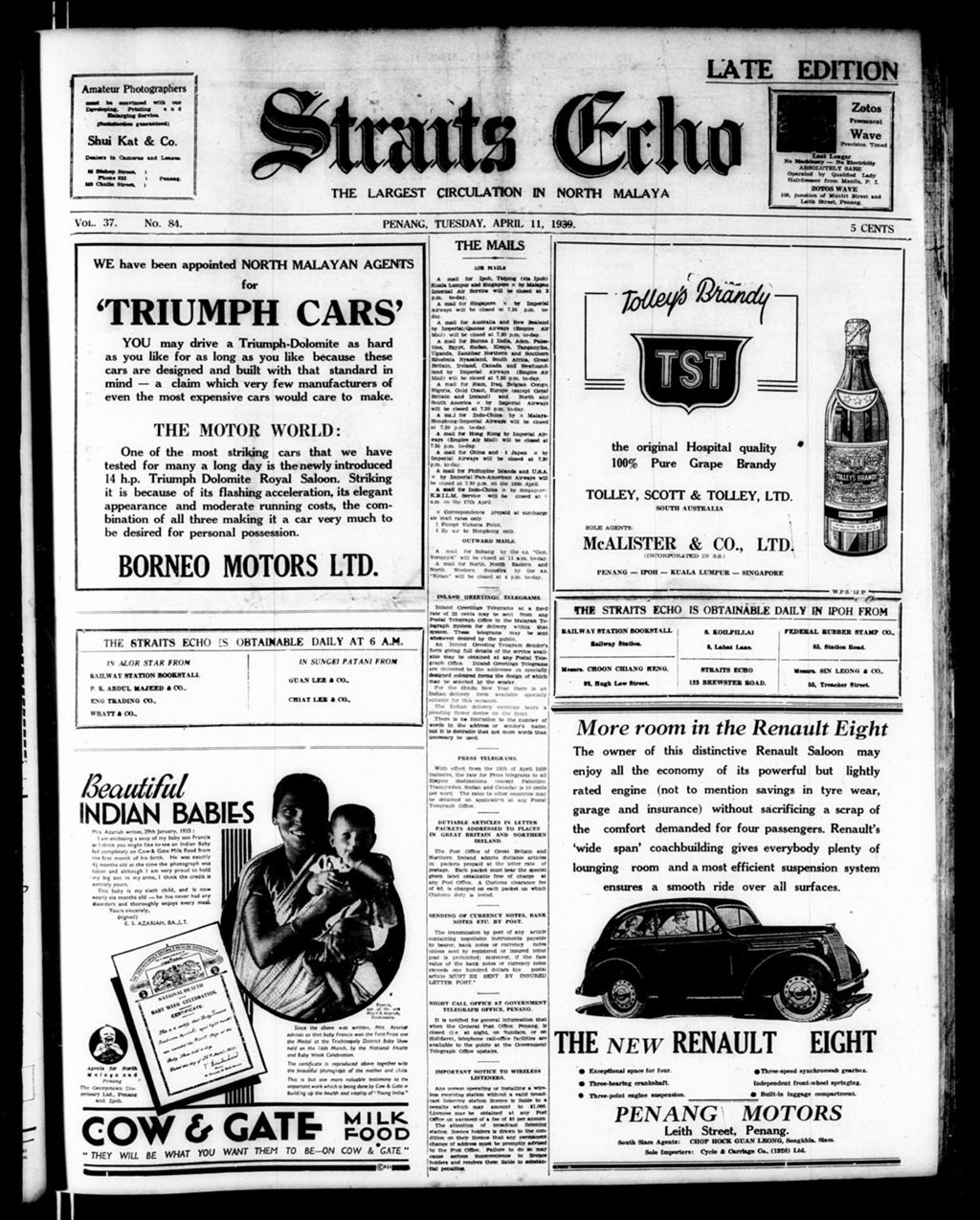 Miniature of Straits Echo 11 April 1939