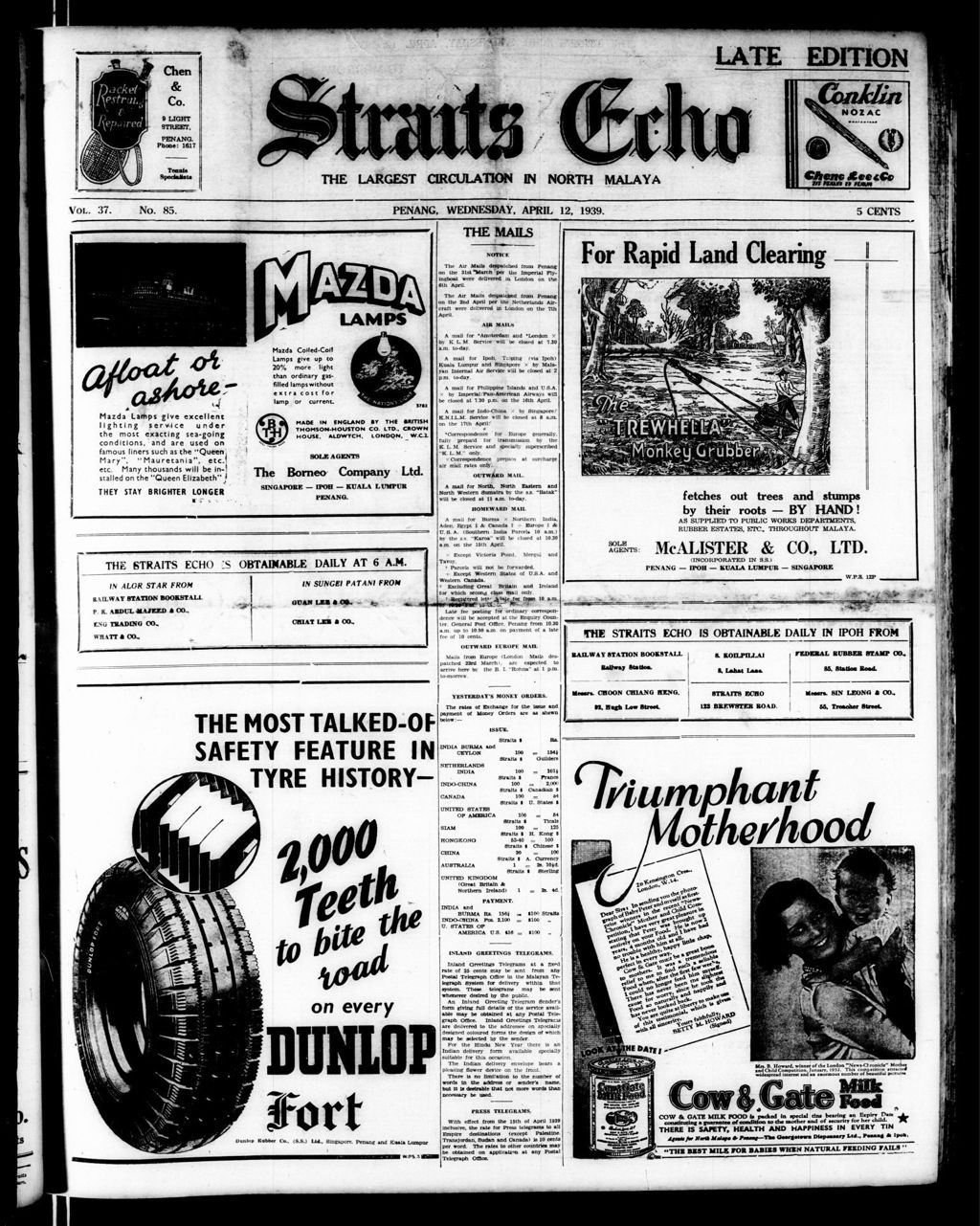 Miniature of Straits Echo 12 April 1939