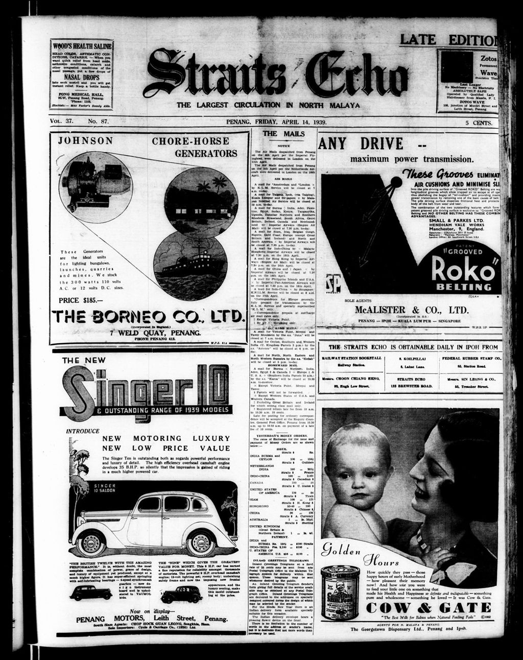 Miniature of Straits Echo 14 April 1939